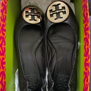 Tory Burch Reva Black/Gold Flat